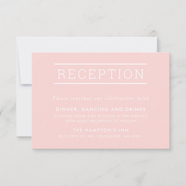 Invitation RÉCEPTION INSERTION simple moderne type rose vif (Devant)