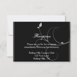 Invitation Réception Mariage de automne Feuille noire et arge