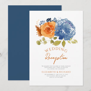 Invitation Réception Mariage de automne Floral Orange Bural N