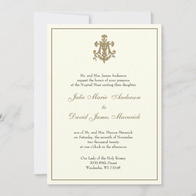Invitation Réception Mariage Mariage Catholique Combo (Devant)