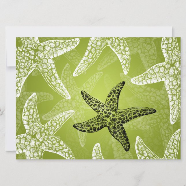 Invitation Réception Mariage plage Starfish Lime Green (Devant)