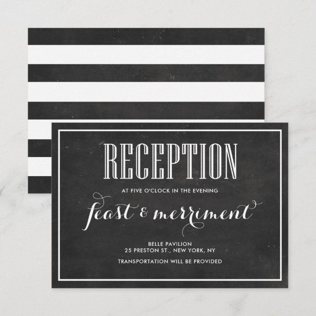 Invitation Réception Mariage Rustique Tableau Noir Manger Boi (Devant / Derrière)