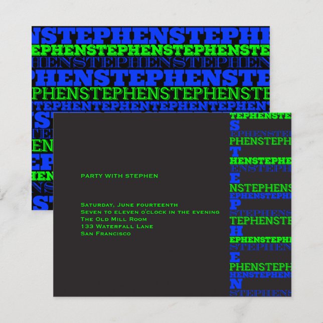 Invitation Réception moderne fraîche Stephen de Mitzvah de (Devant / Derrière)