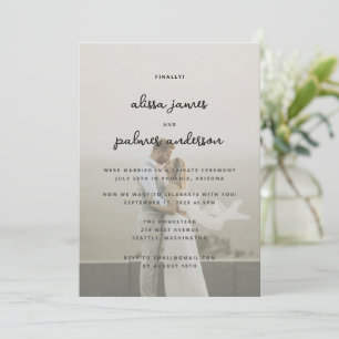 Invitation Réception Moderne Minimale Simple Elopement