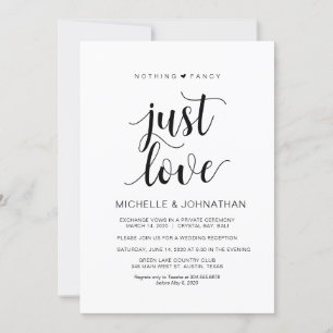 Invitation Réception moderne Rustique, Noir, Elopement Mariag
