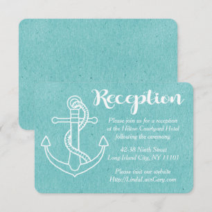 Invitation Réception Naútque Mariage Bleu Turquoise Ancre
