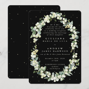 Invitation Réception officielle noire formelle Snowberry+Euca