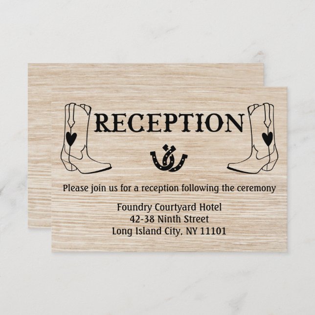 Invitation Réception Ouest Cowboy Boot Mariage campagnard Woo (Devant / Derrière)