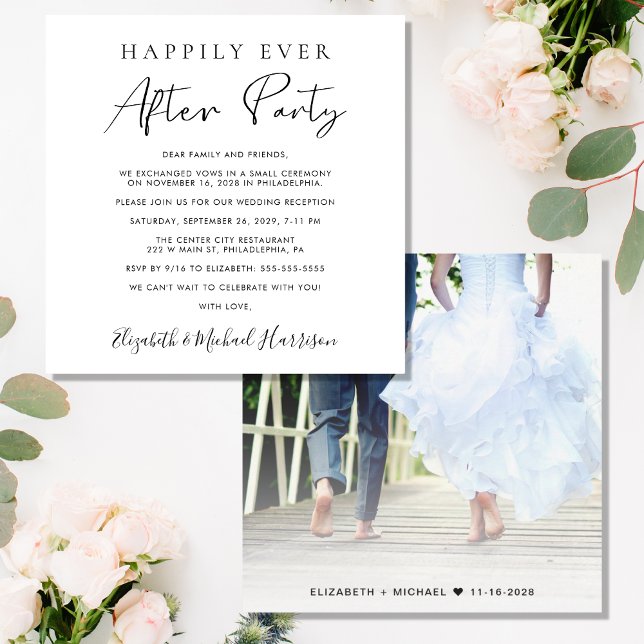 Invitation Réception photo de mariage heureux (Créateur téléchargé)