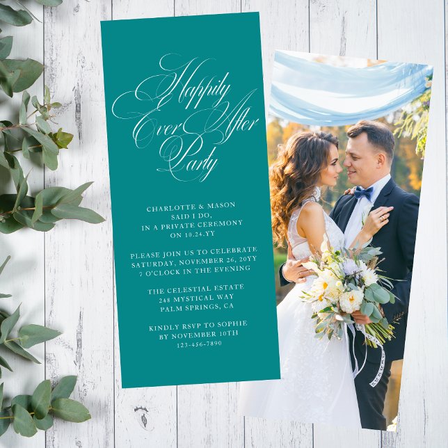 Invitation Réception photo de Teal Happily Ever After (Créateur téléchargé)