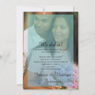 Invitation Réception photo turquoise Blue Ombre Overlay uniqu