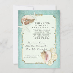Invitation Réception Plage Côte d'Azur Coquilles Ocean Faux G