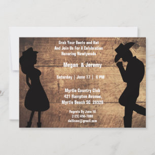 Invitation Réception Rustique Vintage Western Couple Theme