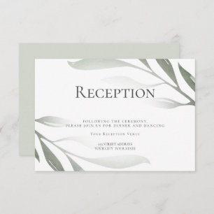 Invitation Réception Sage Vert Olive Branche Aquarelle