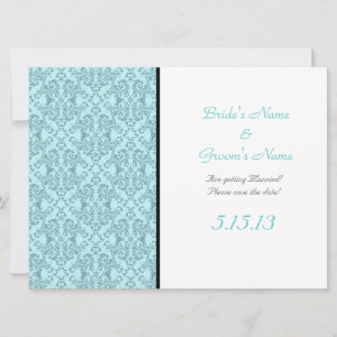Invitation Réception turquoise Black White Mariage damassé