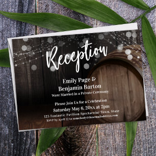 Invitation Réception Typographie Fût en Bois Rustique et Lumi
