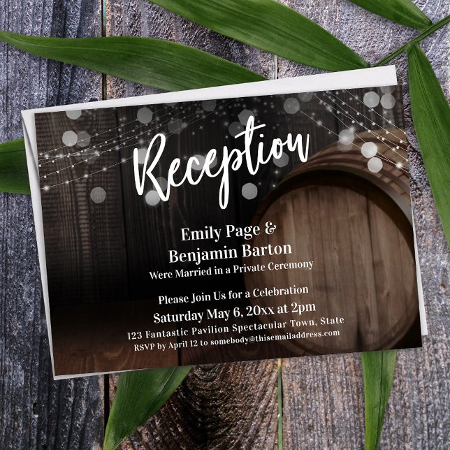 Invitation Réception Typographie Fût en Bois Rustique et Lumi (Créateur téléchargé)
