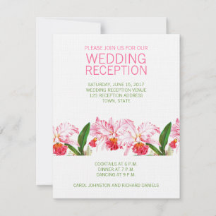 INVITATION RÉCEPTION VINTAGE DE MARIAGE ORCHIDS VERT ROSE