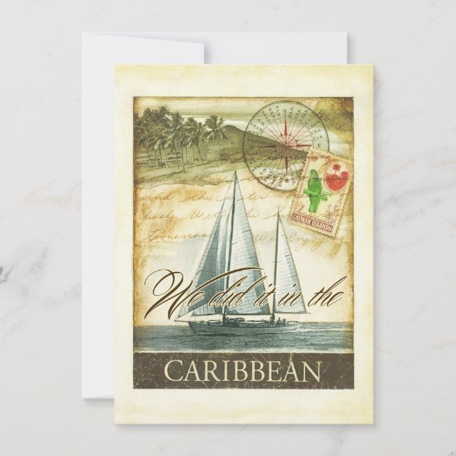 Invitation Réception Vintage Retro Caribbean Cayman Islands (Devant)
