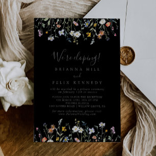 Invitation Réception Wild Multicolor Floral Black Elopement