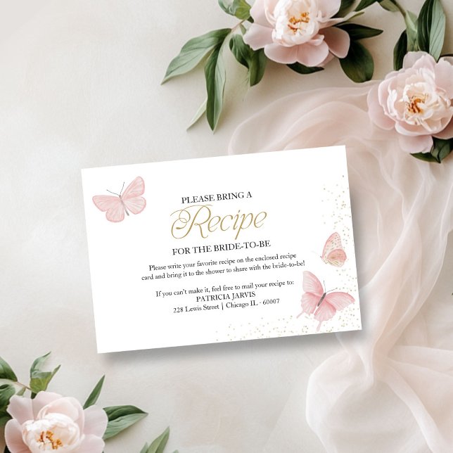 Invitation Recette de Baby Shower Papillon en Or Rose (Créateur téléchargé)
