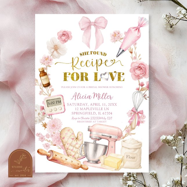 Invitation Recette de Coquette Rose pour un Bain de Mariée d' (Créateur téléchargé)