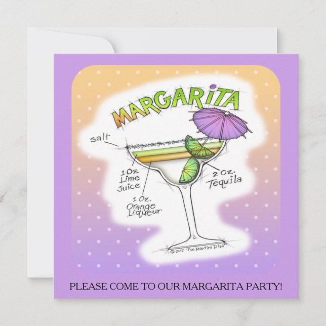 INVITATION RECETTE DE MARGARITA ART COCKTAIL (Devant)