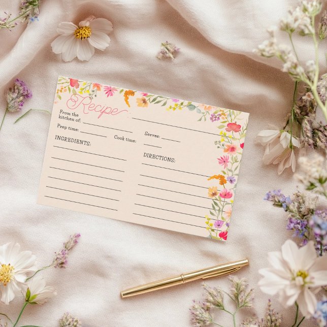 Invitation Recette de mariée romantique Pastel Fleur sauvage  (Romantic Pastel Wildflower Bloom bridal recipe Invitation)