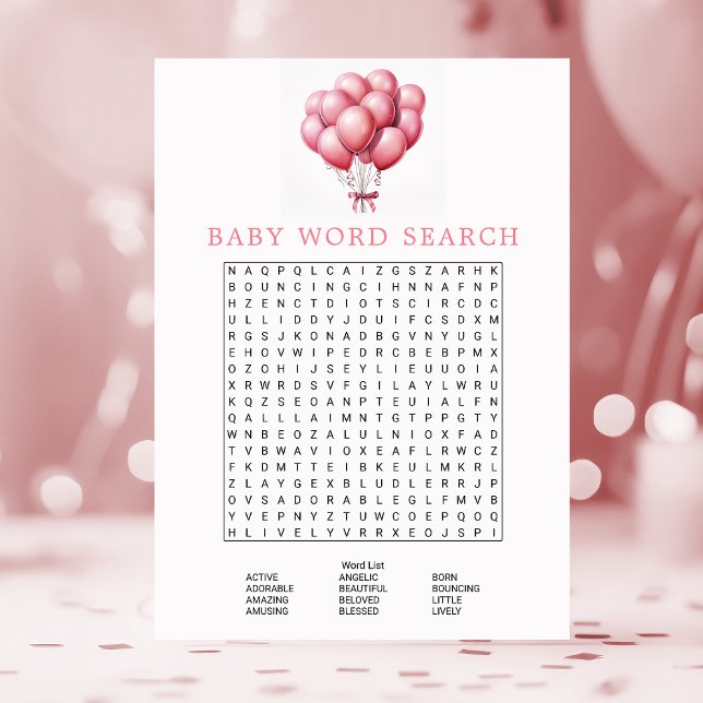 Invitation Recherche de mots de Fête de Naissance à l'aquarel (Créateur téléchargé)