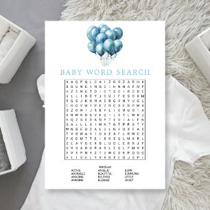 Invitation Recherche de mots Fête de bébé à l'aquarelle Ballo