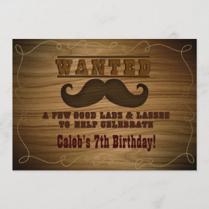 Invitation Recherchée Wild Western Cowboy Mustache