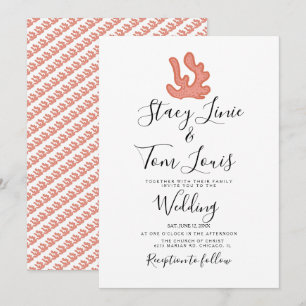 Invitation Récif de corail dessiné à la main plage tropicale 