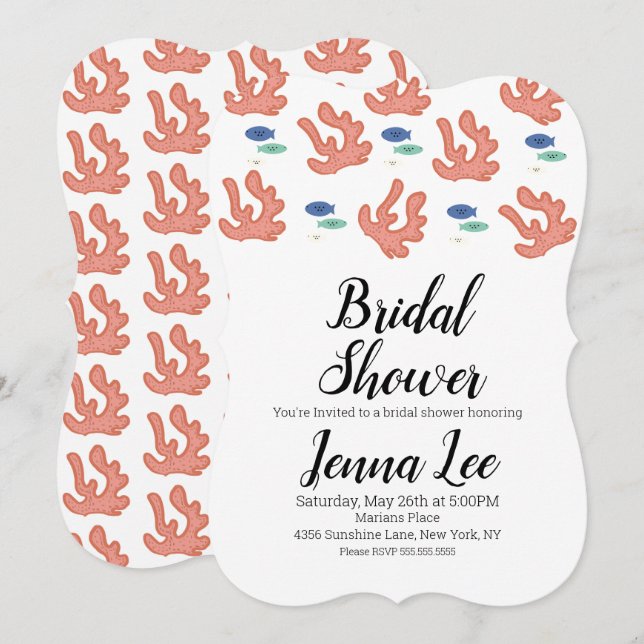 Invitation Récif de corail moderne et poissons (Devant / Derrière)
