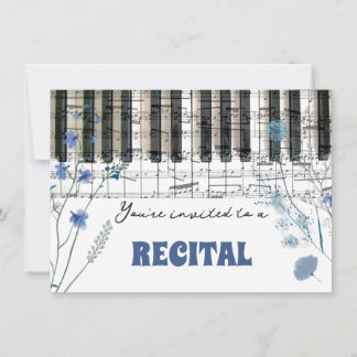 Invitation récital d'aquarelle bleu fleur sauvage