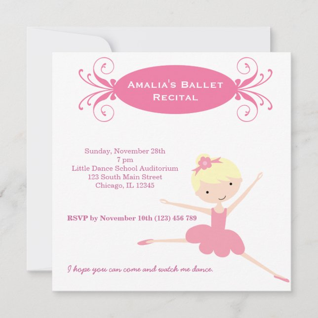 Invitation Récital de ballet (Devant)