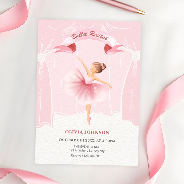 Invitation Récital de ballet de ballerine rose (Créateur téléchargé)