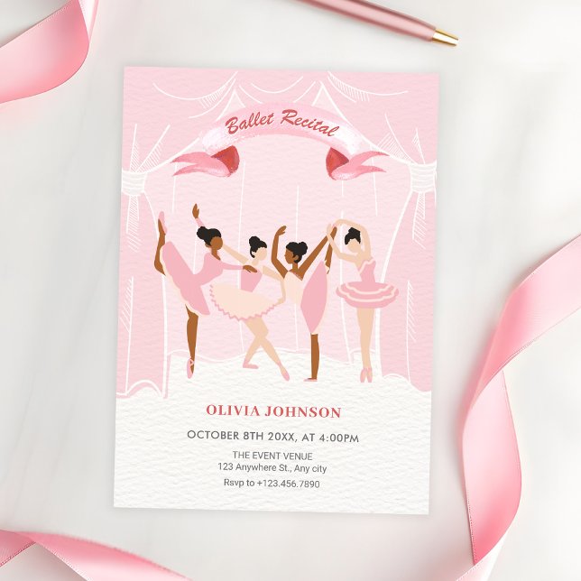 Invitation Récital de ballet de ballerine rose (Créateur téléchargé)