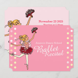 Invitation récital de ballon enfants ballerine rose invitatio