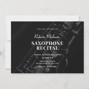 Invitation récital de musique de jazz saxophone noir Invitati