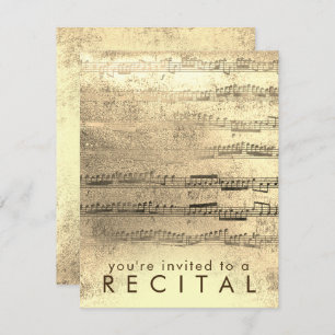 Invitation récital de musique en feuille d'or FAUX