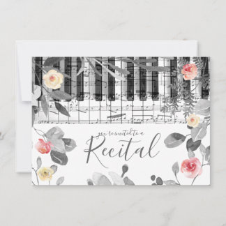 Invitation récital de musique rose aquarelle