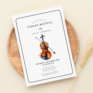 Invitation Récital de violon moderne en noir et blanc