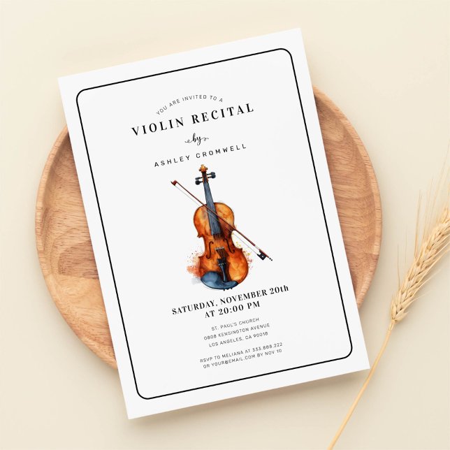 Invitation Récital de violon moderne en noir et blanc (Créateur téléchargé)