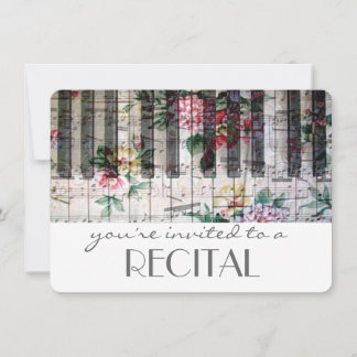 Invitation récital vintage élégant de musique girly