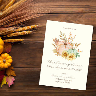 Invitation Récolte aquarelle sur mesure Thanksgiving