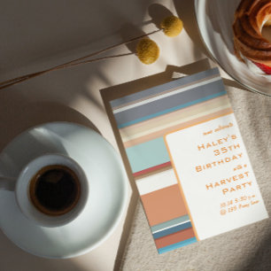 Invitation Récolte d'automne moderne 35e anniversaire rayures