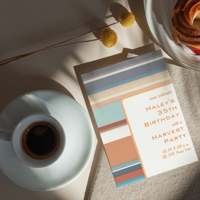 Invitation Récolte d'automne moderne 35e anniversaire rayures (Créateur téléchargé)