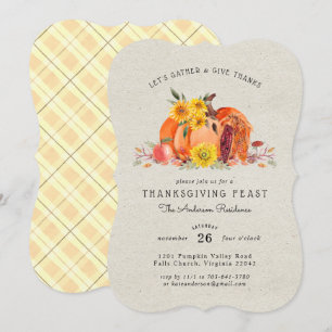 Invitation Récolte de citrouilles   Dîner de Thanksgiving