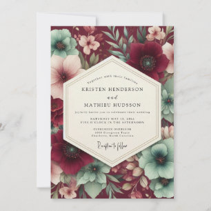Invitation Récolte de mariage Burgundy Bloom
