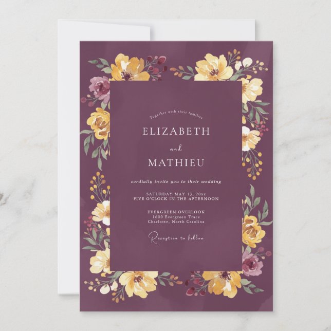 Invitation Récolte de mariage Plum Moody (Devant)